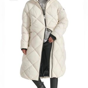 DKNY Women's White Puffer Coat